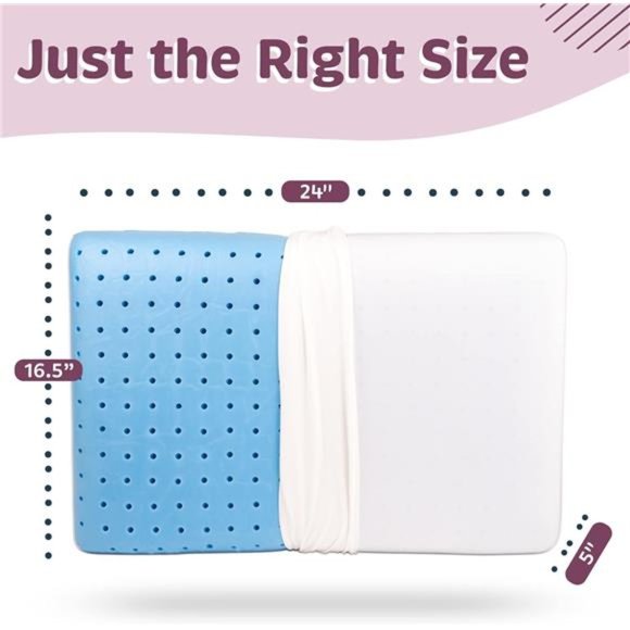 Cooling Memory Foam Pillows, 1 Pack, Ventilated Cool Blue Reading and Bed Pillow - Picture 4 of 6